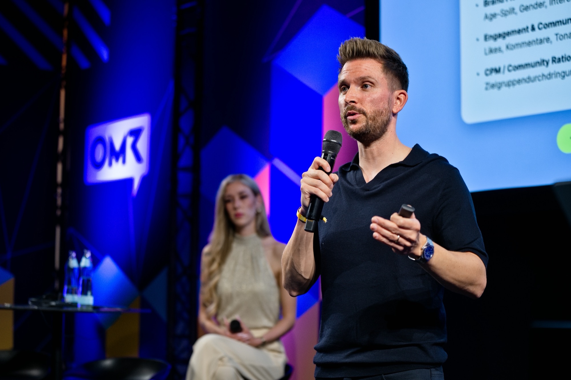 Moritz Lambrecht speaking at OMR Festival 2026